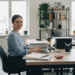 Kvinna som tar hand om avtalshantering