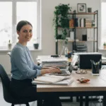 Kvinna som tar hand om avtalshantering